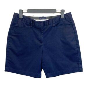 Lands End‎ Chino Shorts Womens 10 Navy Blue High Waist Grip Waist